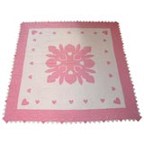 Vintage 1930's Pink and White Reverse  Heart Applique Quilt