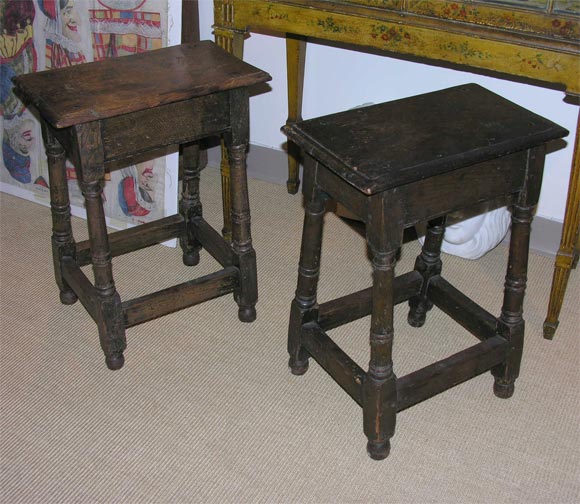 Pair of 17th century English oak joint stools