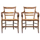 Antique Pair of Neo-classical Walnut Armchairs