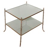 Chic Nickle Plated Faux Bamboo Two-Tiered Side Table