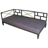 1940's Black Lacquered Daybed with Brass Accents