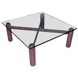 Leather and Glass Coffee Table by Gianfranco Frattini