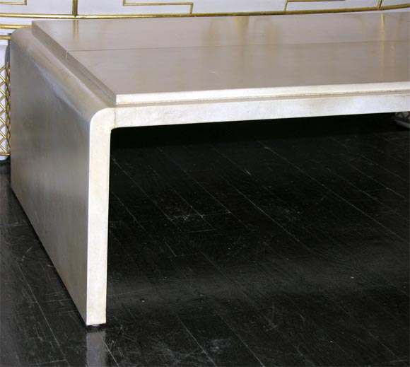 20th Century Parchment Covered Waterfall Style Low  Table