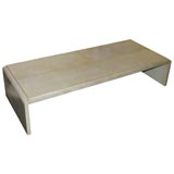 Parchment Covered Waterfall Style Low  Table