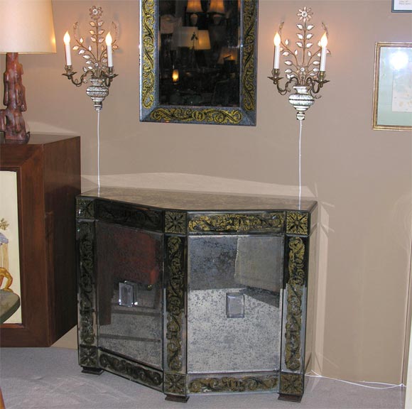Two Door Mirrored Cabinet with Mirror by Marchand Glass Co.