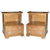 Pair Asian-Inspired Light Mahogany Side Tables