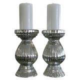 Vintage Pair of Mercury Glass Candle Holders