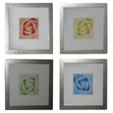 Set of Four Pastel Rose Graphics
