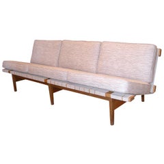 Maple, walnut  & upholstered sofa by Lewis Butler for Knoll