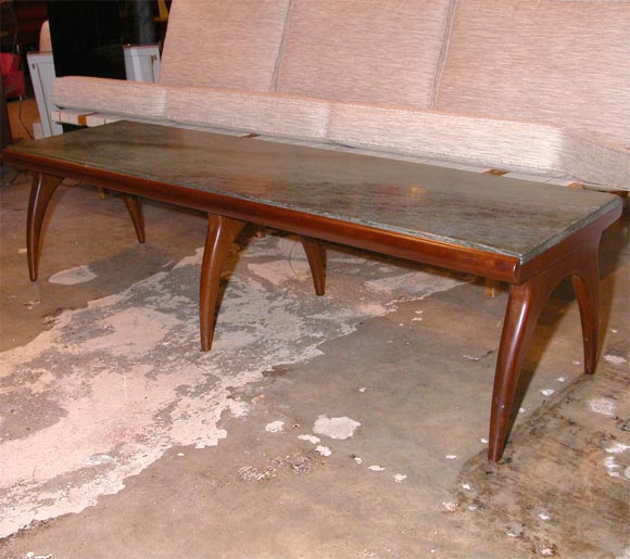 Green marble top coffee table by Bertha Shaefer