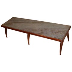 Green marble top coffee table by Bertha Shaefer