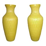 Pair of Imperial yellow Peking glass vases