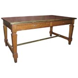 Antique French 2 drawer desk with brass trim