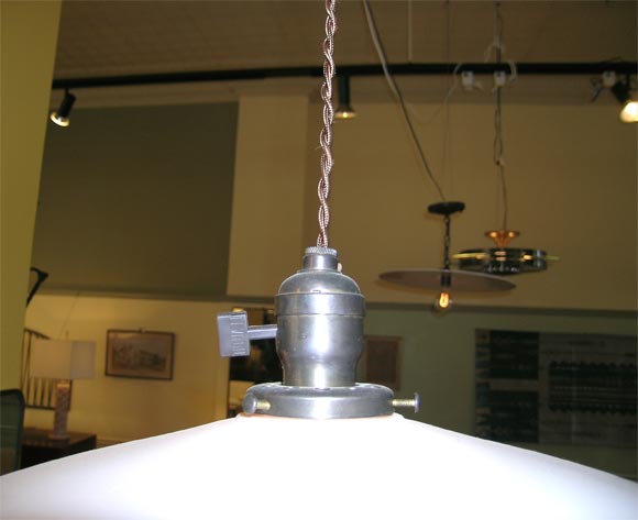 20th Century early electric milk glass disc fixtures
