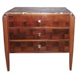 A Three Drawer Marble Topped Art Deco Commode
