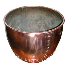Antique 18th c. English Hand Rivetted Copper Cauldron
