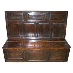 18th c. English Oak Panelled Bench