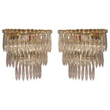 Pair english three tier sconces with  crystal icicles