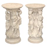 Pair of Italian baroque carved white pedestals