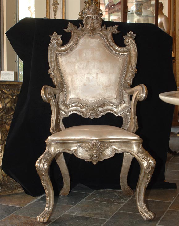 Portuguese rococo silver-gilt armchair