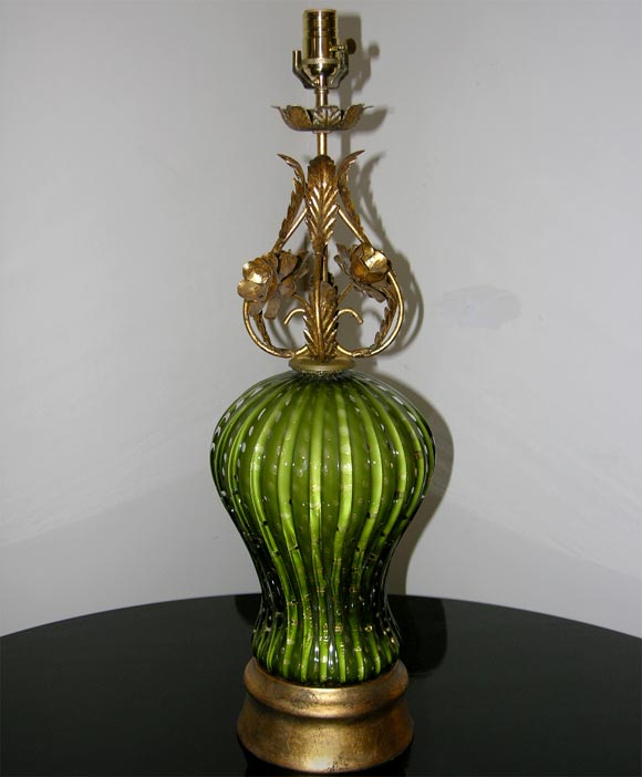 BAROVIER CONTROLLED BUBBLE LAMP  WITH A GILDED FILIGREE TOP.
