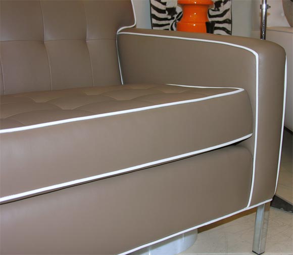 American Sofa by Area ID, Midcentury Design, Made In USA, Ultra Leather, Faux Leather For Sale