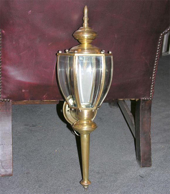pair of coach lamps in brass