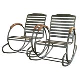 French Deco Metal Rocking Chairs