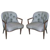 Pair of tufted back lounge chairs designed by Edward Wormley