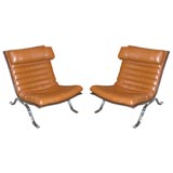Pair of Sculptural Steel Lounge Chairs by Arne Norrell