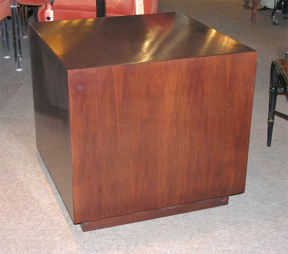 Cube Side Table in Walnut designed by Harvey Probber
