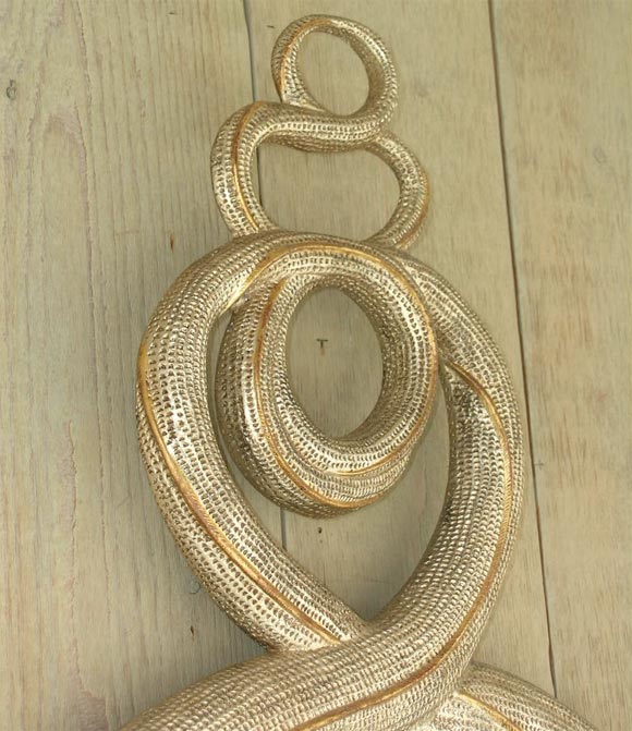 Silver Gilt Serpentine Fish Mirror, Beveled with Gold Trim