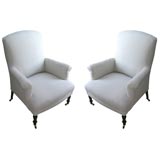 pair 19th century French club chairs