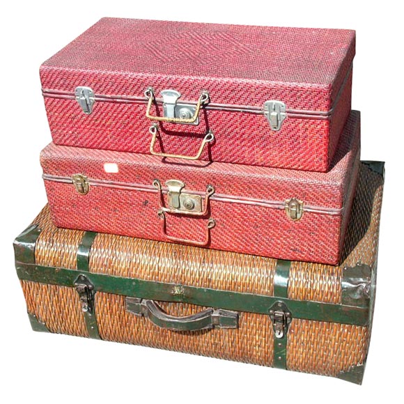 Split Bamboo and Iron Suitcases