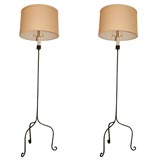 Vintage Pair of Wrought Iron Floor Lamps