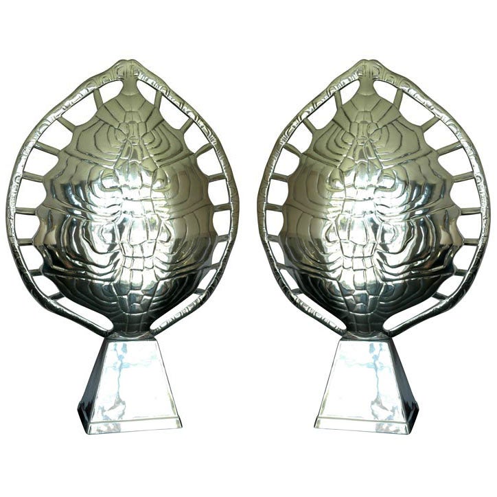 Pair of Arthur Court Aluminum Tortoiseshell Lamps
