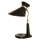 Black Leather Desk Lamp in the style of  Jacques Adnet