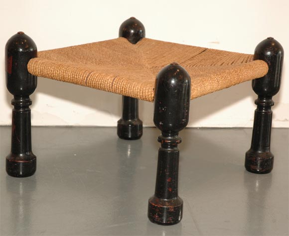 Ebony and Jute Footstool