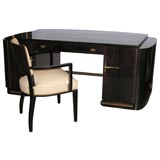 #2037 French Double-Pedestal Rosewood Desk With Matching Chair