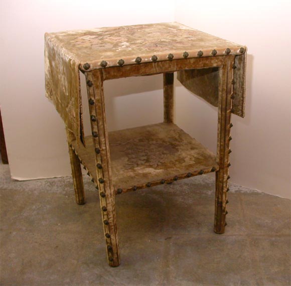 C.1800 French Velvet And Needlepoint Table