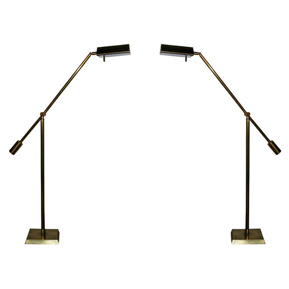 American Adjustable Counter Balance Brass Floor Lamps by Chapman For Sale