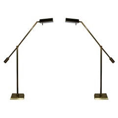 American Adjustable Counter Balance Brass Floor Lamps by Chapman