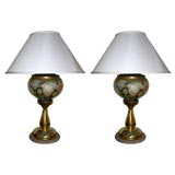 Pair of Glass Decoupage lamps