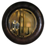 Round Mirror with Frame in Lizard by Karl Springer (SIGNED)