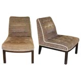 Pair of Slipper Chairs with Mahogany Bases by Edward Wormley