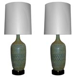 Pair of Large and Beautiful Ceramic Table Lamps by Zaccagnini