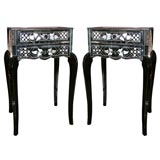Pair of 1940's French Etched Mirrored Commodes