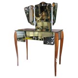 1940's French Etched Mirrored Vanity With Tryptic Mirror