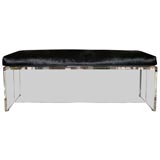 1960's Lucite Bench with Hair On Cowhide Cushion