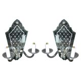 Pair of French 1940's Mirrored Sconces